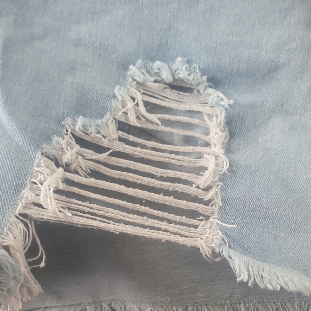 Light Blue Distressed Denim Shorts - Picture 2 of 16